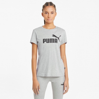 Puma Fitness-Shirt Essentials Logo (100% Cotton) Light Grey Women